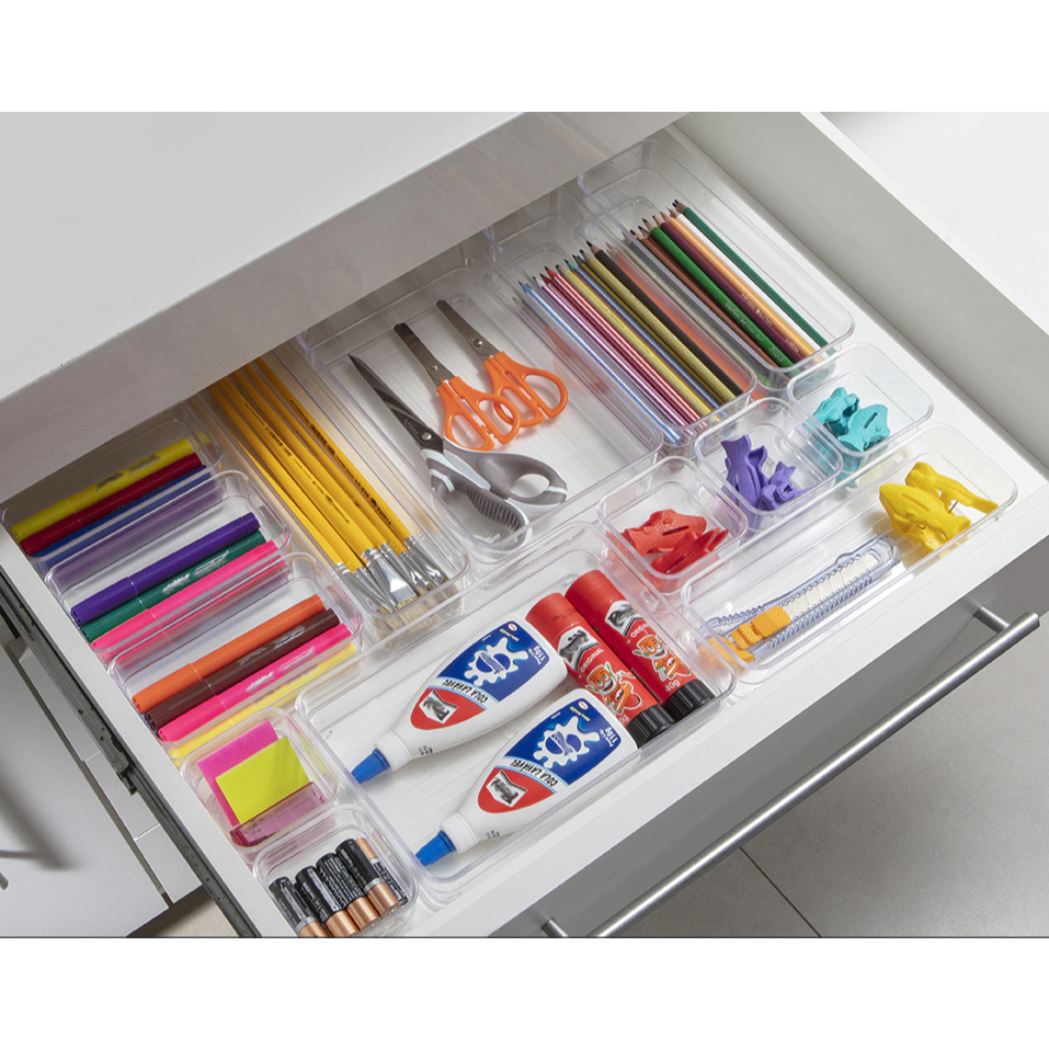 Kit 7 e Kit 14 Organizadores Multiuso para Gavetas, Armários, Geladeiras Potes em Acrílico