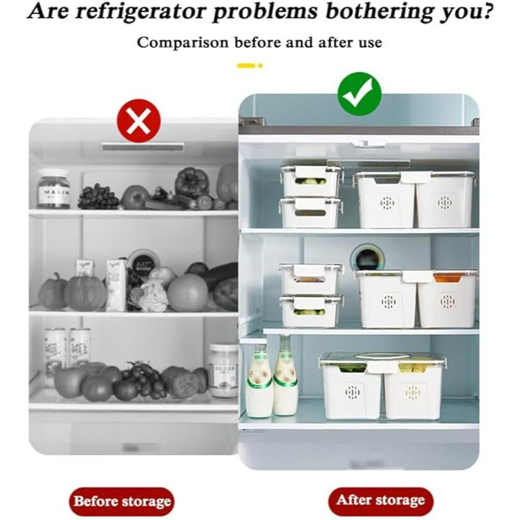 Organizador De Geladeira Caixa Multiuso Para Temperos e Especiarias Divisórias Removíveis com Tampa transparente