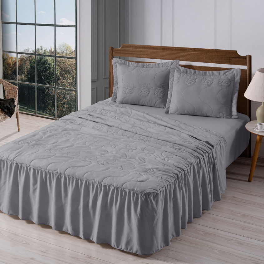 Cobre Leito Casal 3 Peças – Tecido Macio e Caimento Elegante | Linha Essenza Couple