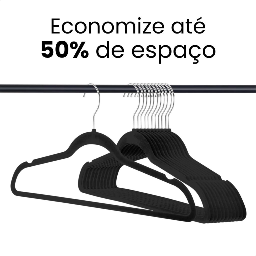 Kit Cabides Veludo Para Roupas Adulto 30 Unidades Fino Resistente