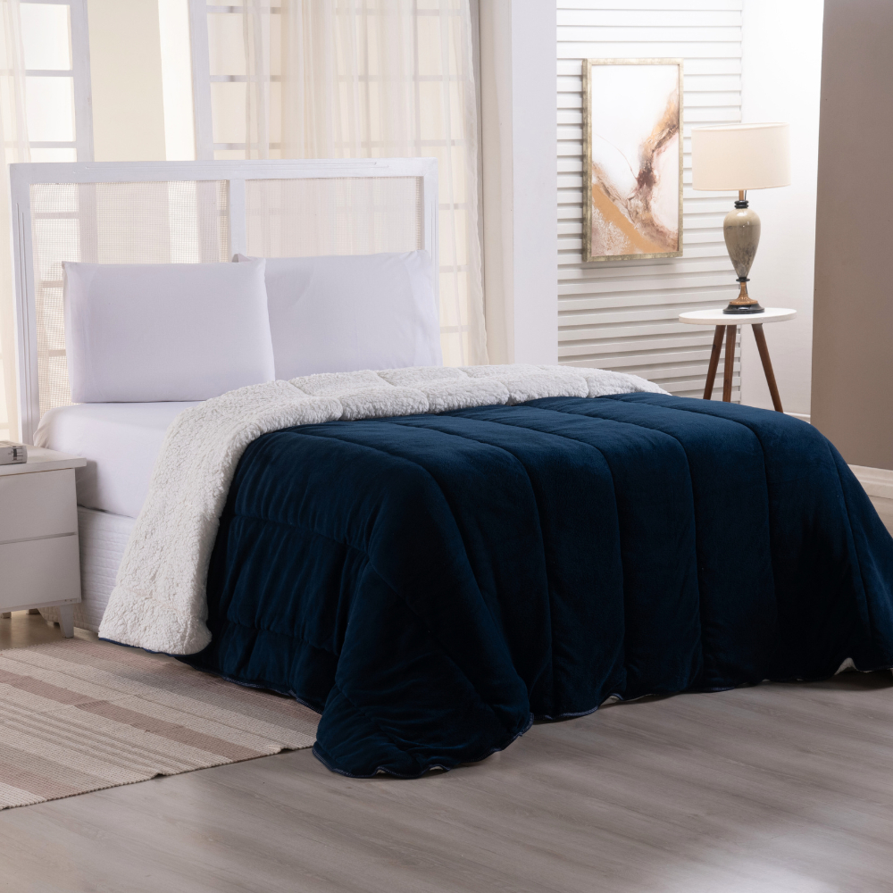 Coberdrom Casal Sherpa Dupla Face – Toque Macio de Lã de Carneiro | Linha Sonho&Aconchego