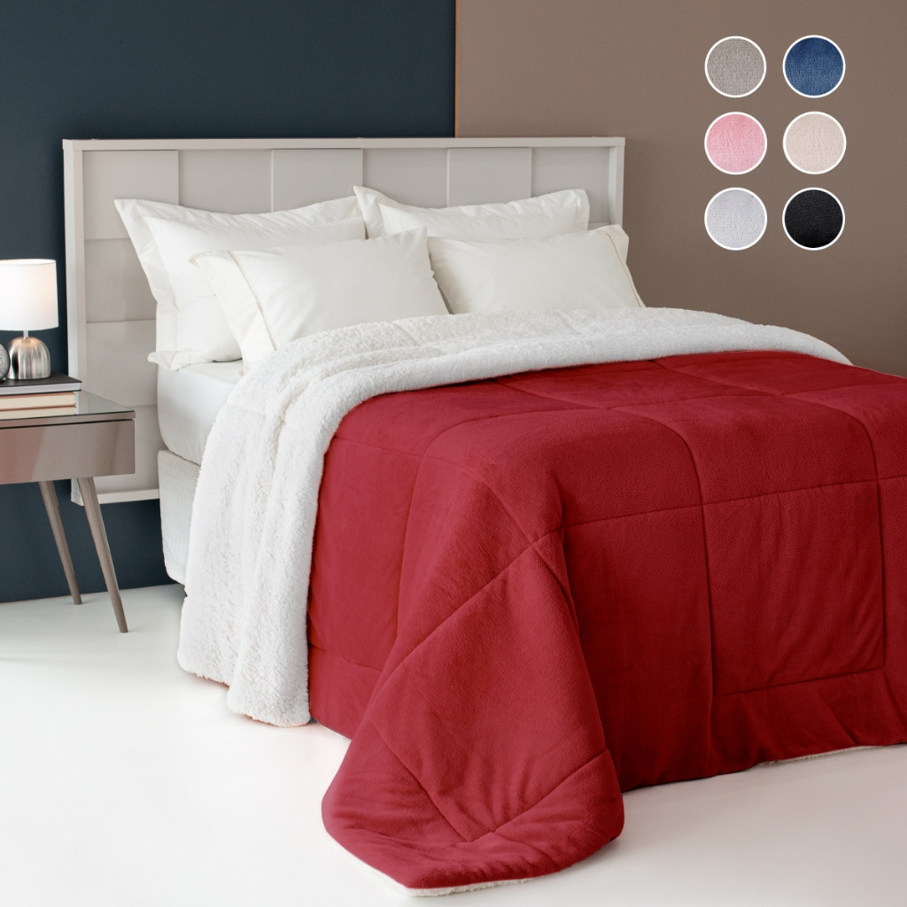 Coberdrom Casal Sherpa Dupla Face – Toque Macio de Lã de Carneiro | Linha Sonho&Aconchego