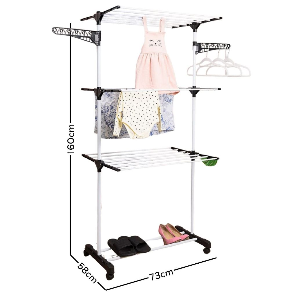 Varal De Chão Roupa Calcinha Grade 3 Andares Dobrável Portátil