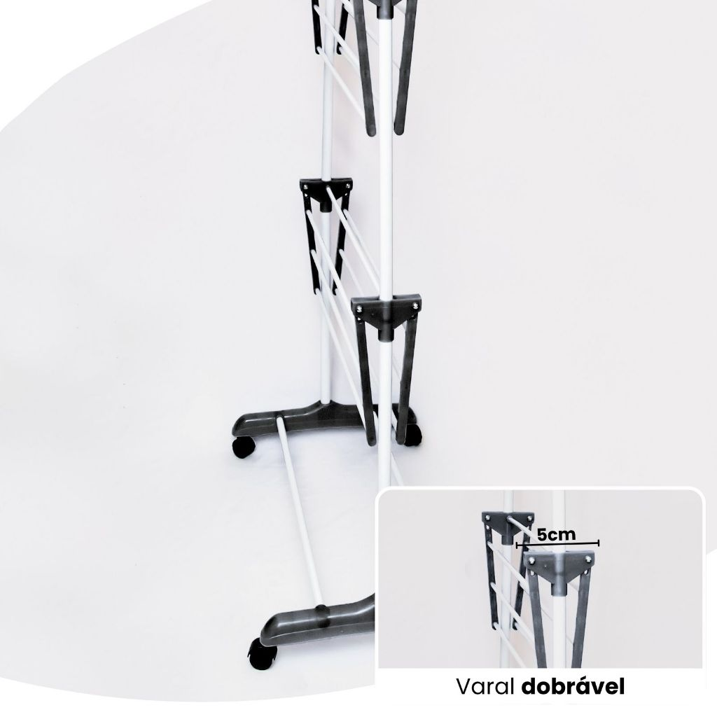 Varal De Chão Roupa Calcinha Grade 3 Andares Dobrável Portátil
