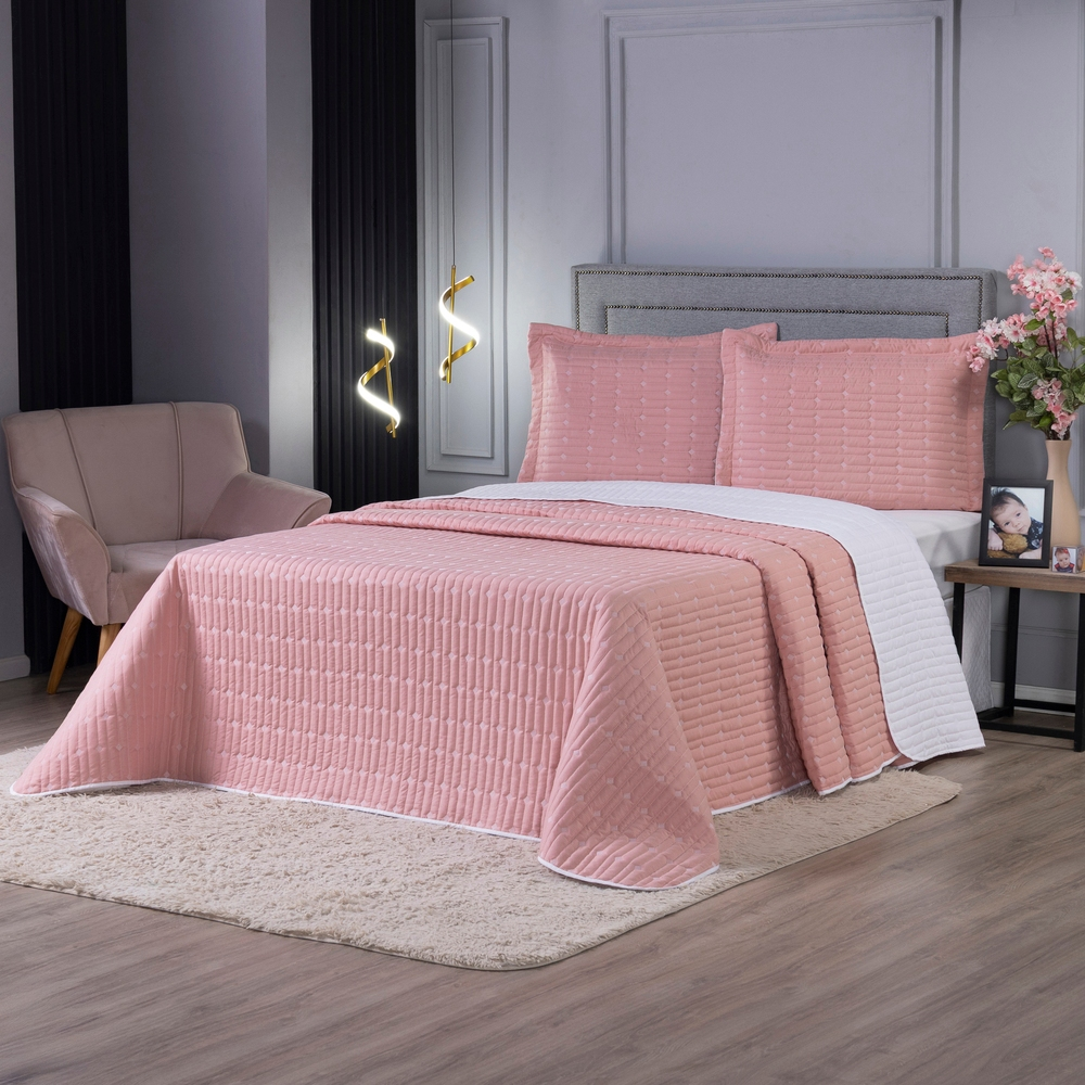 Cobre Leito 3 Peças para Cama Casal Queen King com Porta Travesseiros e Toque Macio l Linha Aura Lux