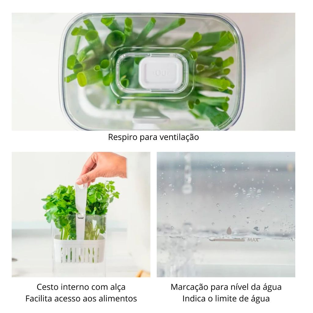 Porta Tempero Organizadores de temperos 2,3L Linha Clear Fresh | Unitário ou 2 Unidades