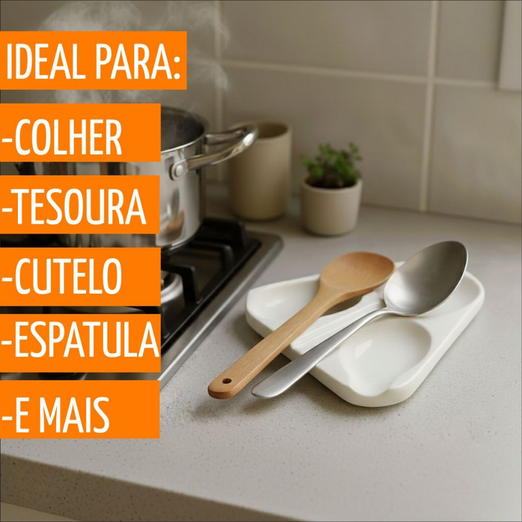 Suporte Apoio Talheres Branco 3 Divisórias