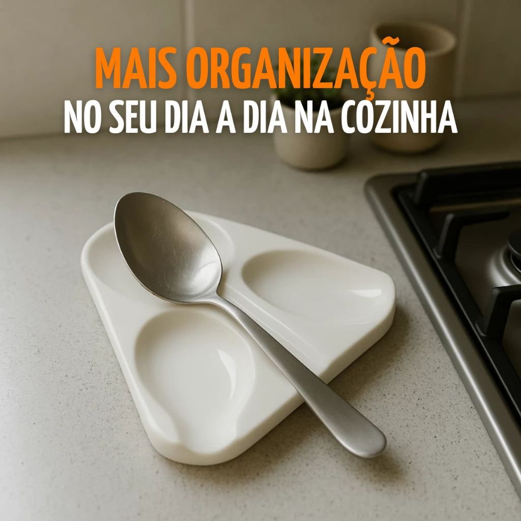Suporte Apoio Talheres Branco 3 Divisórias