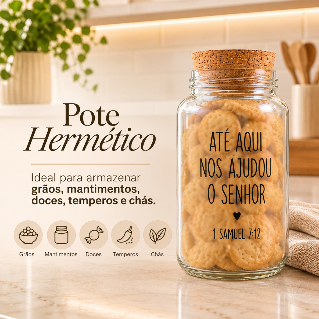 Kit Cantinho do Café | Mantimentos | Potes de Vidro 810 ml + tampa rolha cortiça| Arroz Macarrão Açúcar