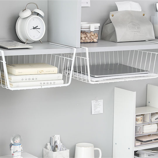 Cesto Organizador Suspenso Armário Prateleira 38x19,5x25cm Sem Furos Multiuso Casa