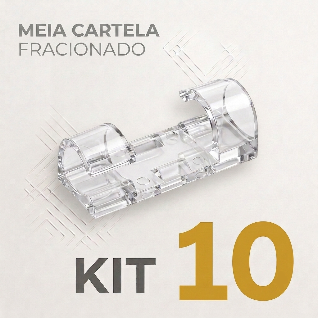 KIT 20 ~ 100 Organizador de Fios e Cabos Autoadesivo Transparente Clips Fixador