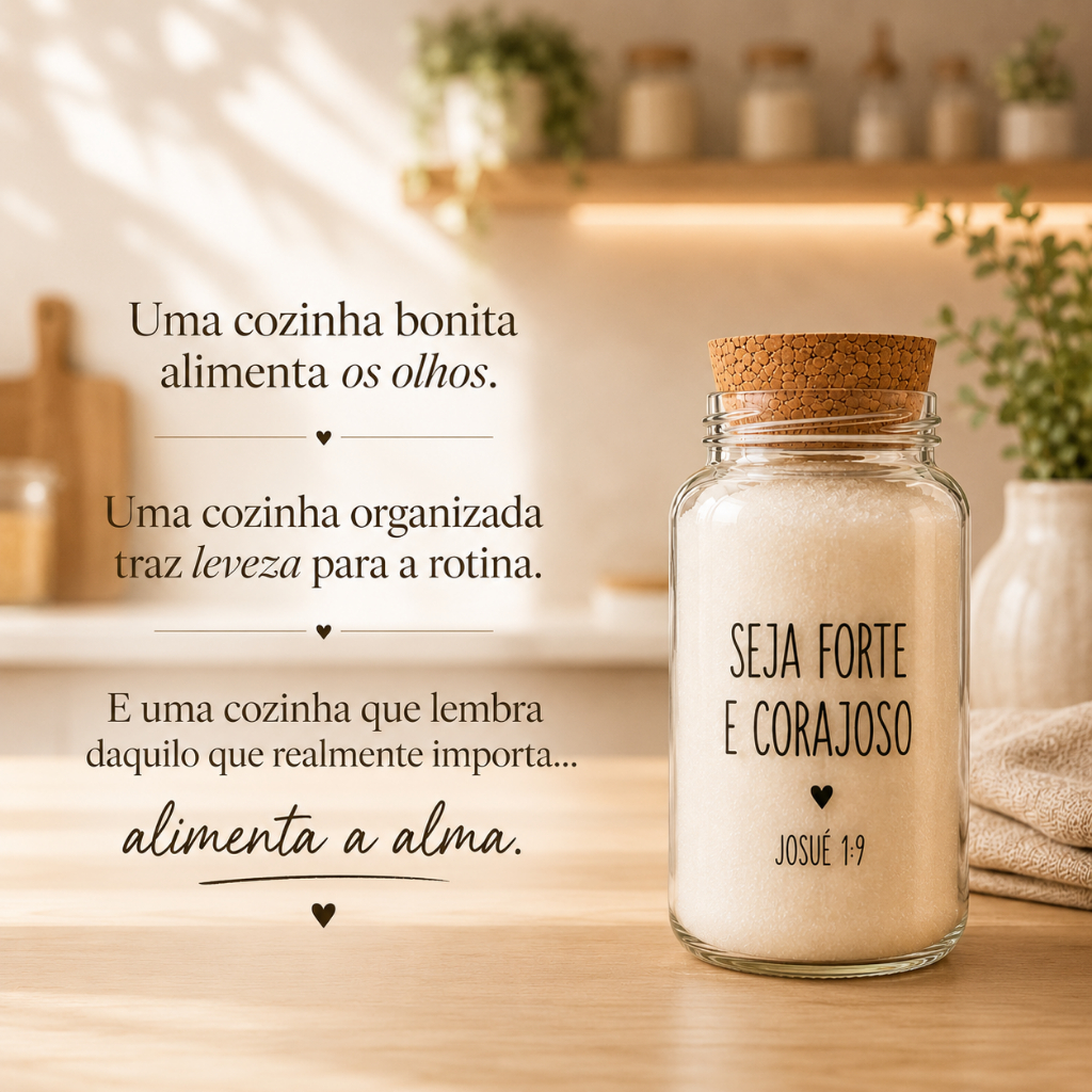 Kit Cantinho do Café | Mantimentos | Potes de Vidro 810 ml + tampa rolha cortiça| Arroz Macarrão Açúcar