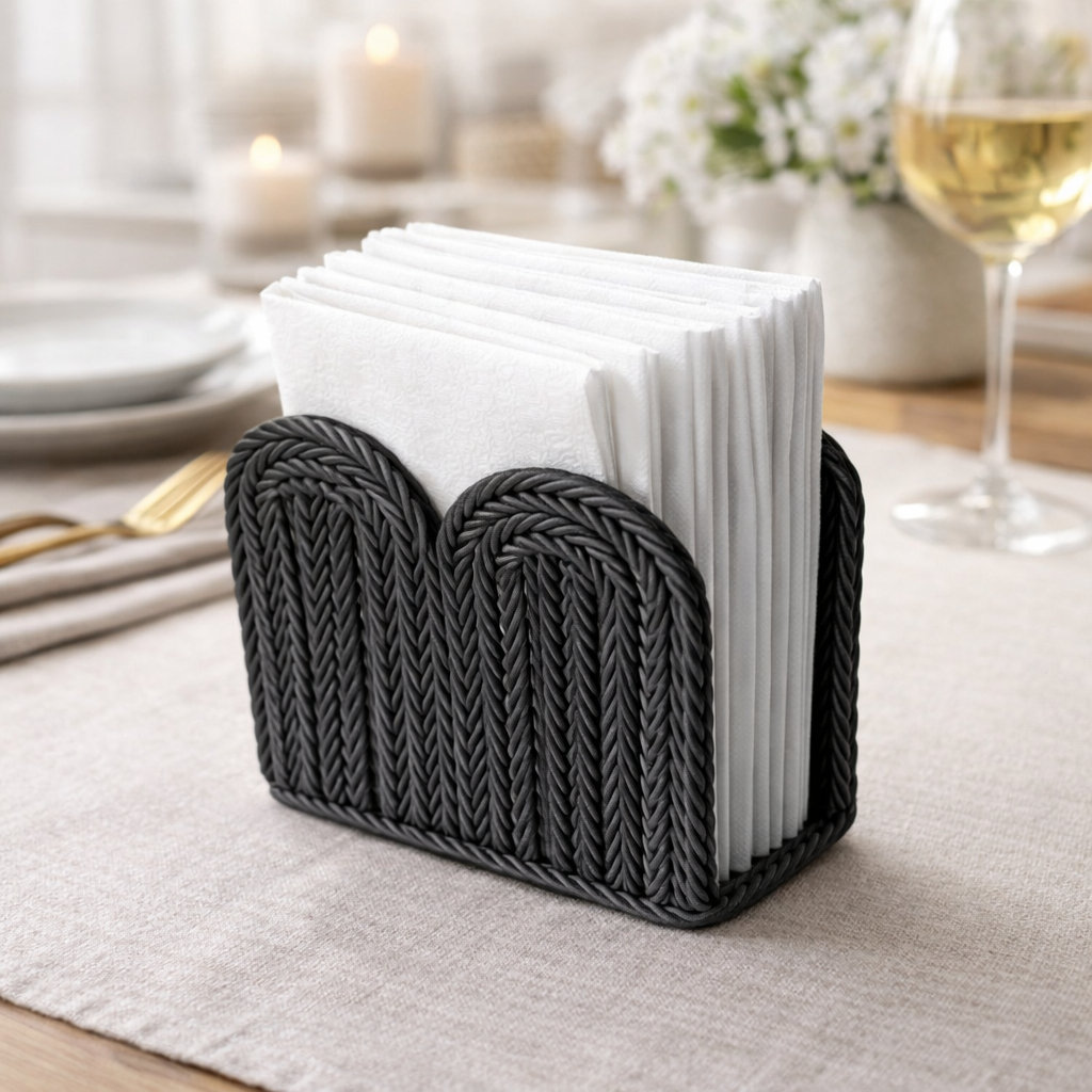 Porta Guardanapo Mesa Posta Premium Estilo Rattan Trançado Decorativo Cozinha Boho Chique