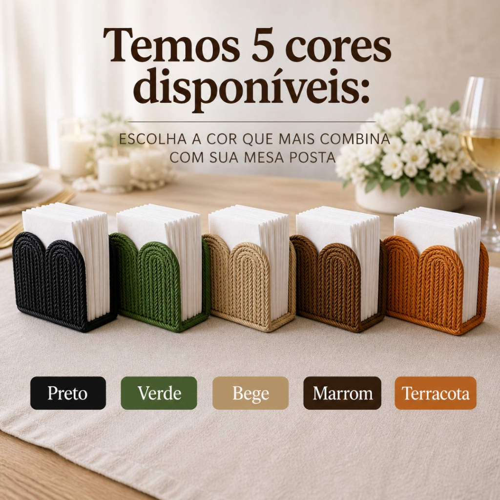 Porta Guardanapo Mesa Posta Premium Estilo Rattan Trançado Decorativo Cozinha Boho Chique