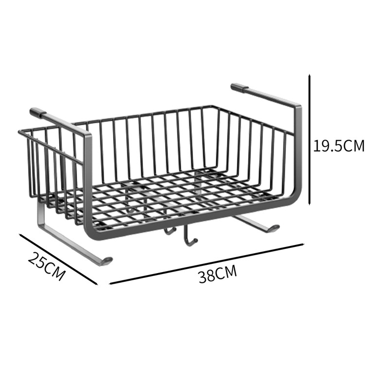 Cesto Organizador Suspenso Armário Prateleira 38x19,5x25cm Sem Furos Multiuso Casa