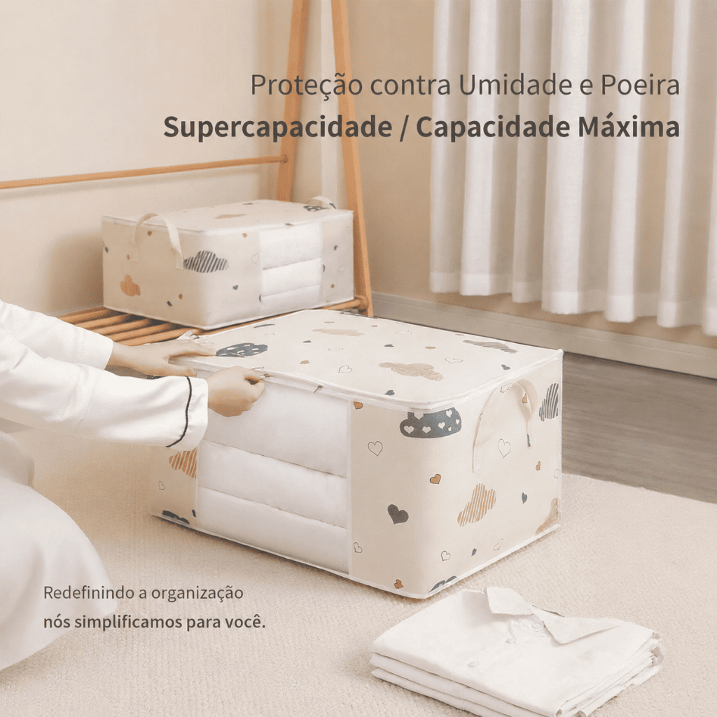 Caixa Organizadora Flexível Closet Roupa Cobertor Casacos Armário