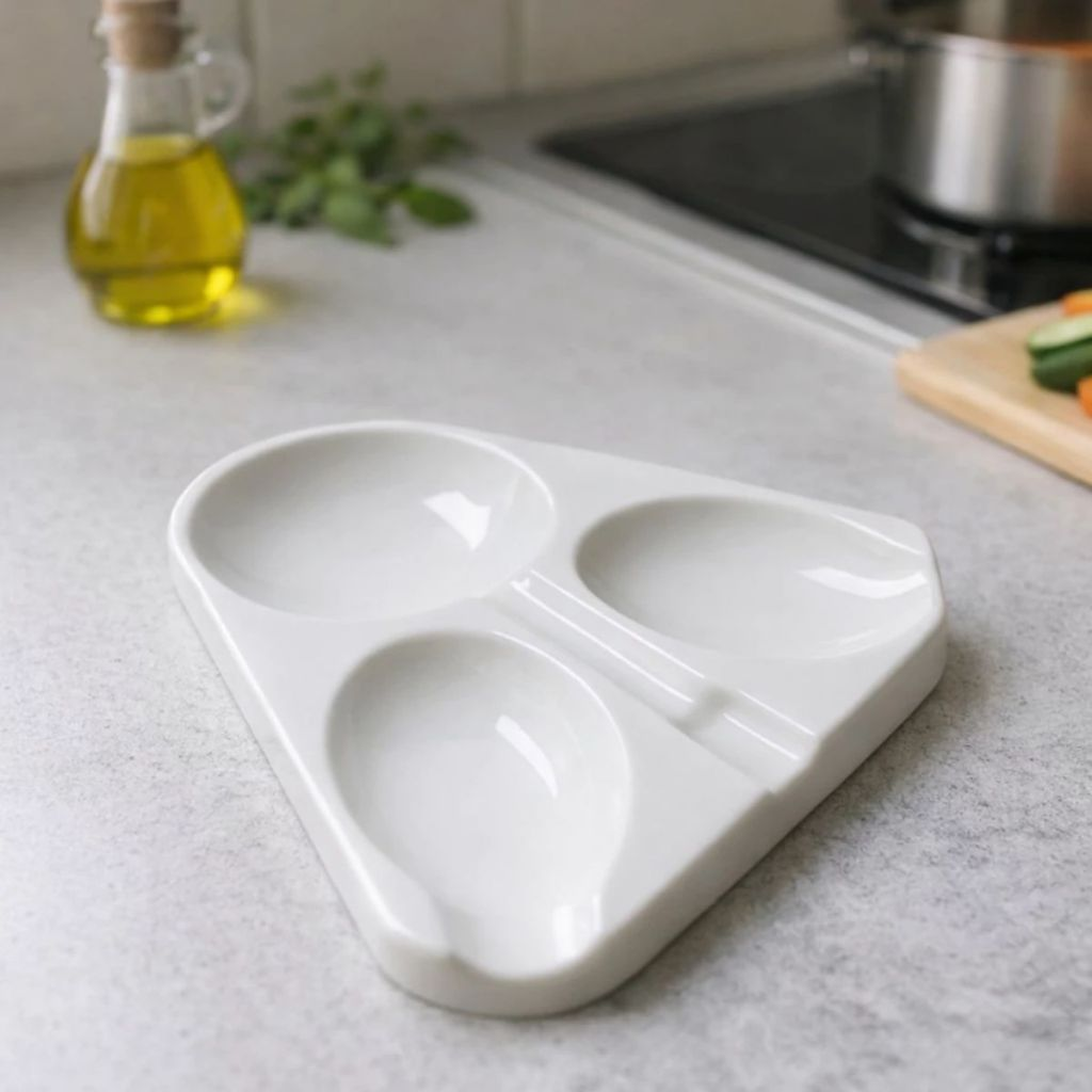 Suporte Apoio Talheres Branco 3 Divisórias