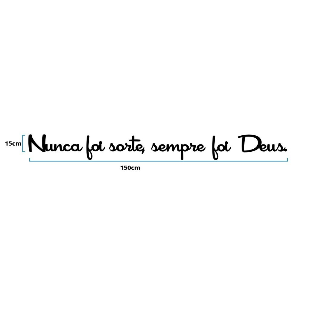 Quadro Decorativo Religioso Frase Nunca foi sorte sempre foi Deus MDF 3mm Preto Fosco