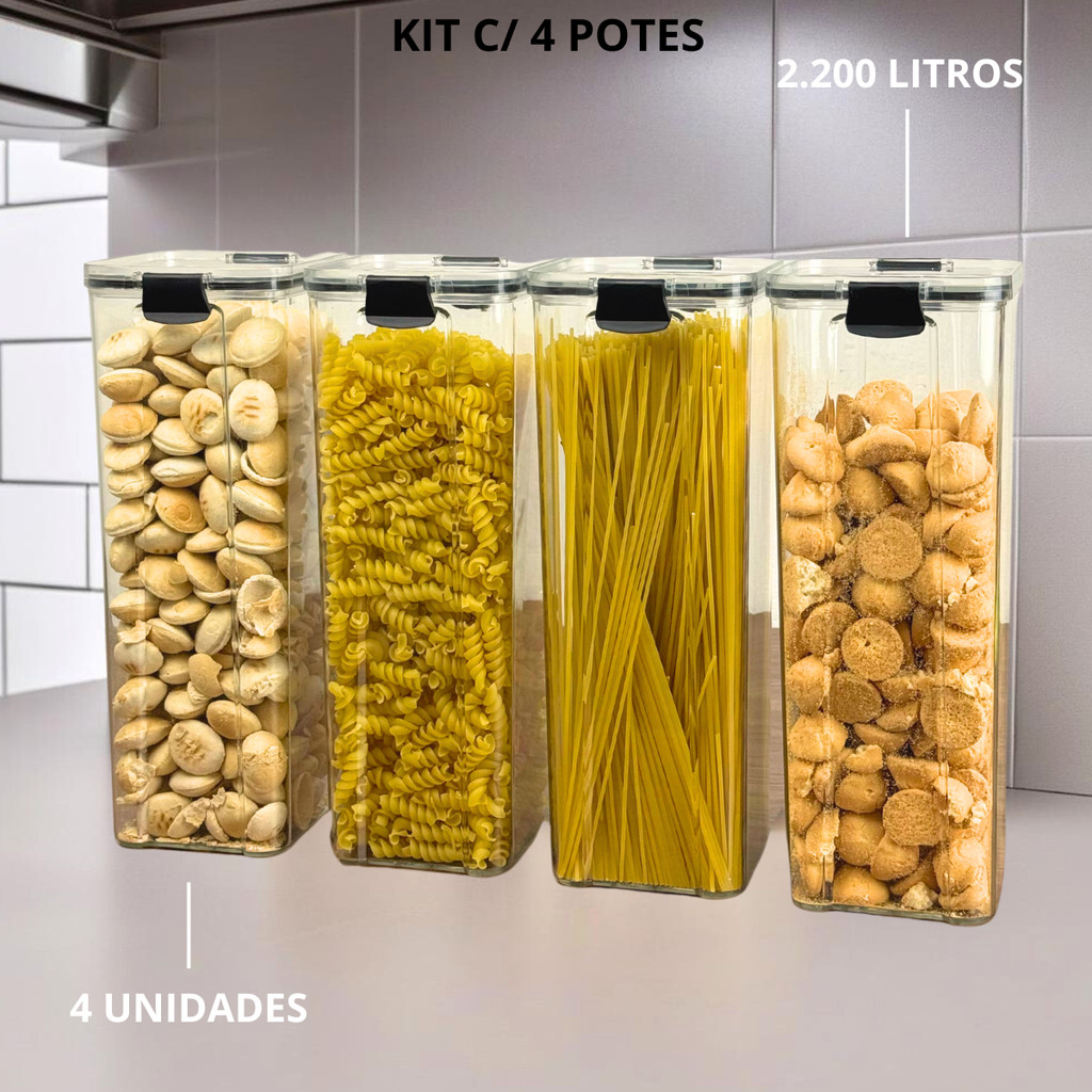 Kit Potes Herméticos para Mantimentos – Tampa de Vedação a Vácuo | Linha OrganizaChef