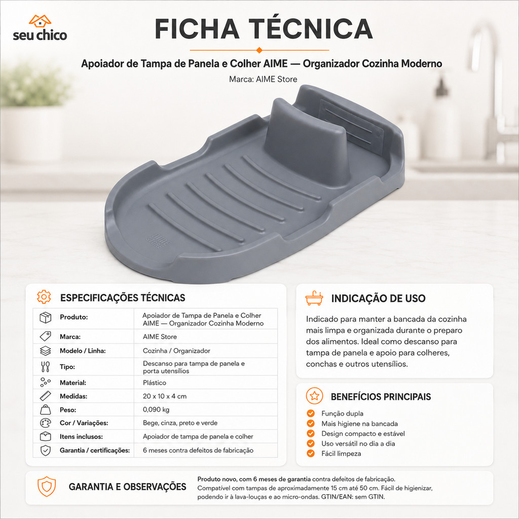Apoiador de Tampa de Panela e Colher AIME Organizador Cozinha Moderno