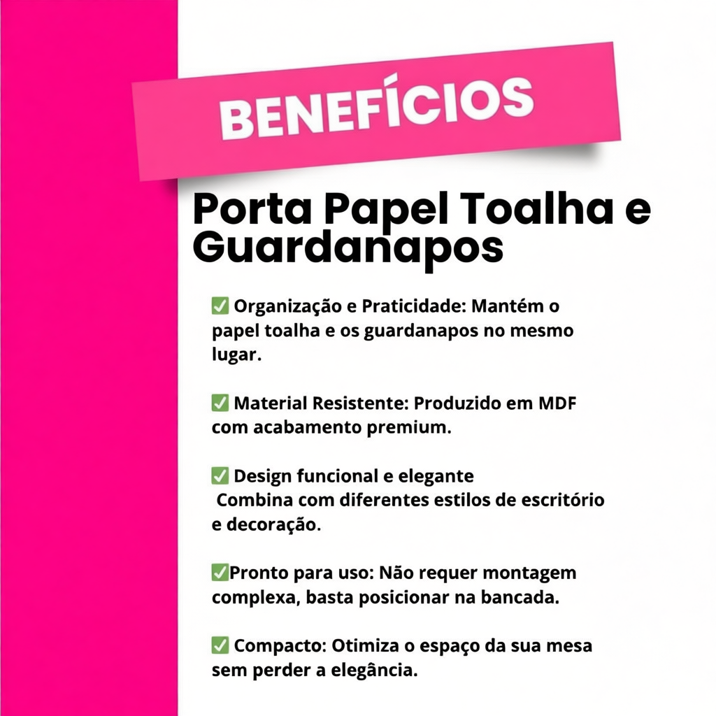 Porta Papel Toalha Guardanapo Suporte Mesa Cozinha Mdf