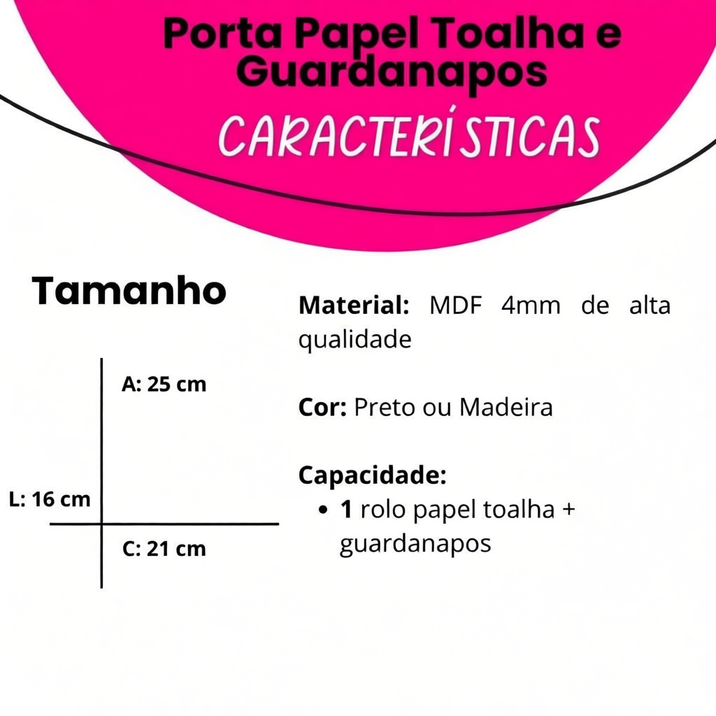Porta Papel Toalha Guardanapo Suporte Mesa Cozinha Mdf