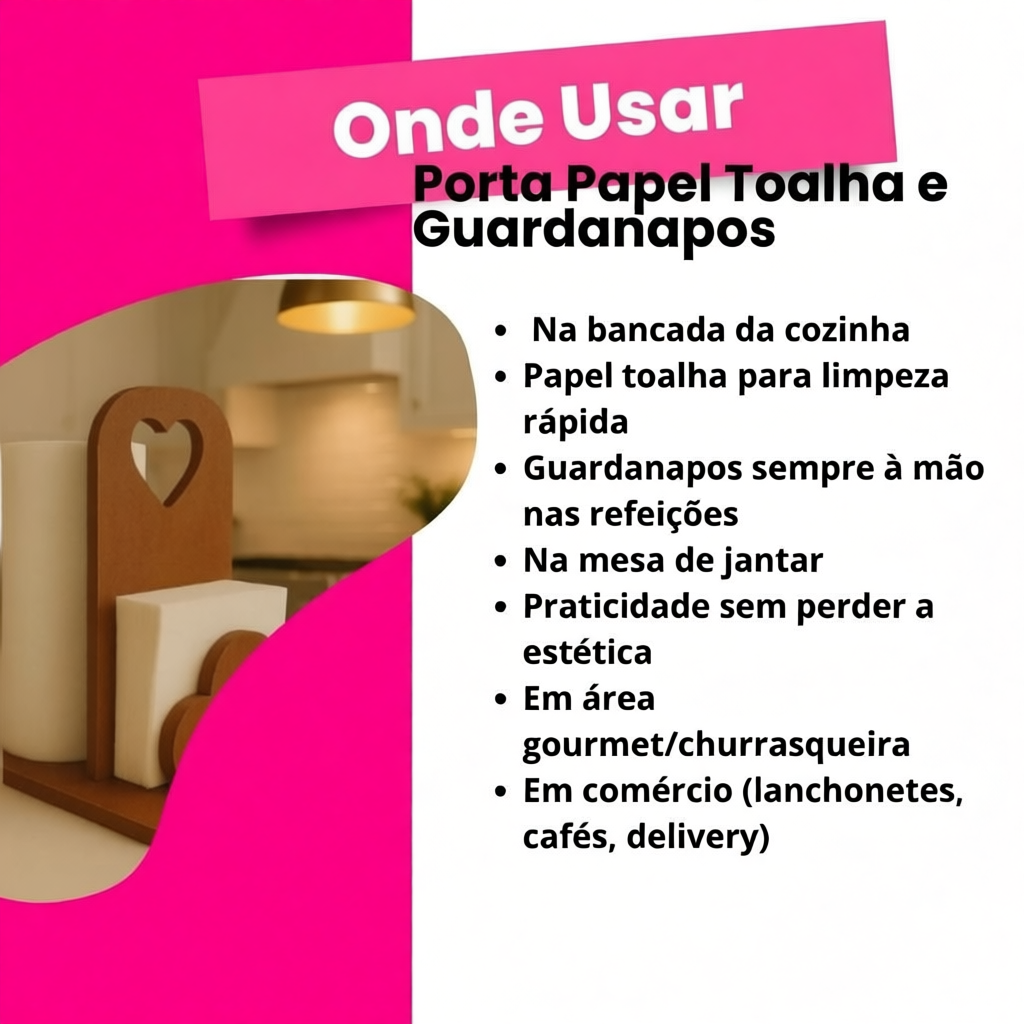 Porta Papel Toalha Guardanapo Suporte Mesa Cozinha Mdf